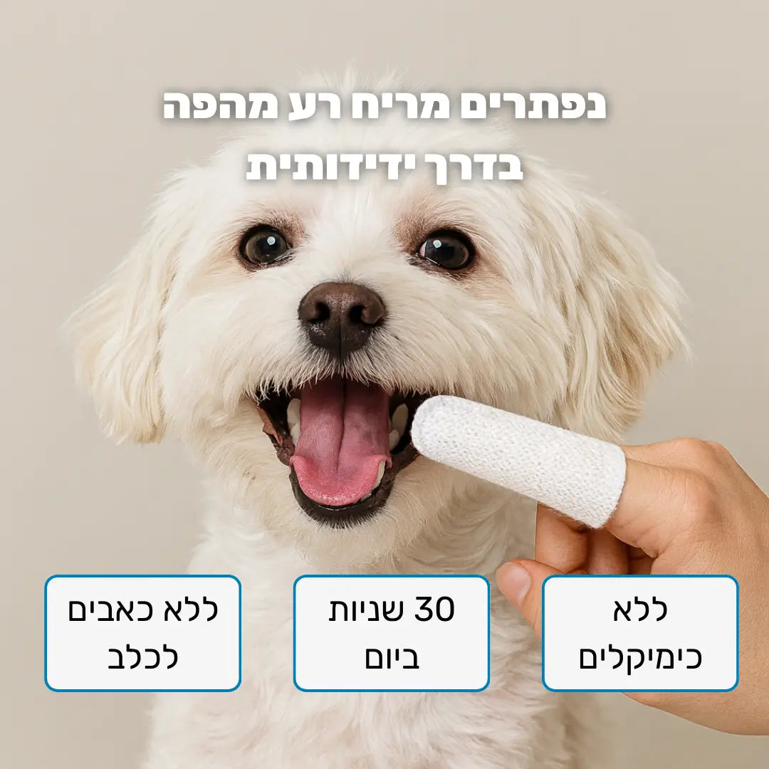 מגבוני אצבע דנטליים לניקוי שיניים לכלבים - סדרת Pure